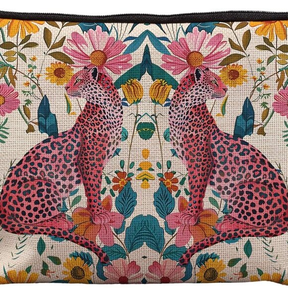 Handbags - Floral Leopard Makeup Bag, Hot Pink Preppy Leopard Cheetah Makeup Bag, Preppy St